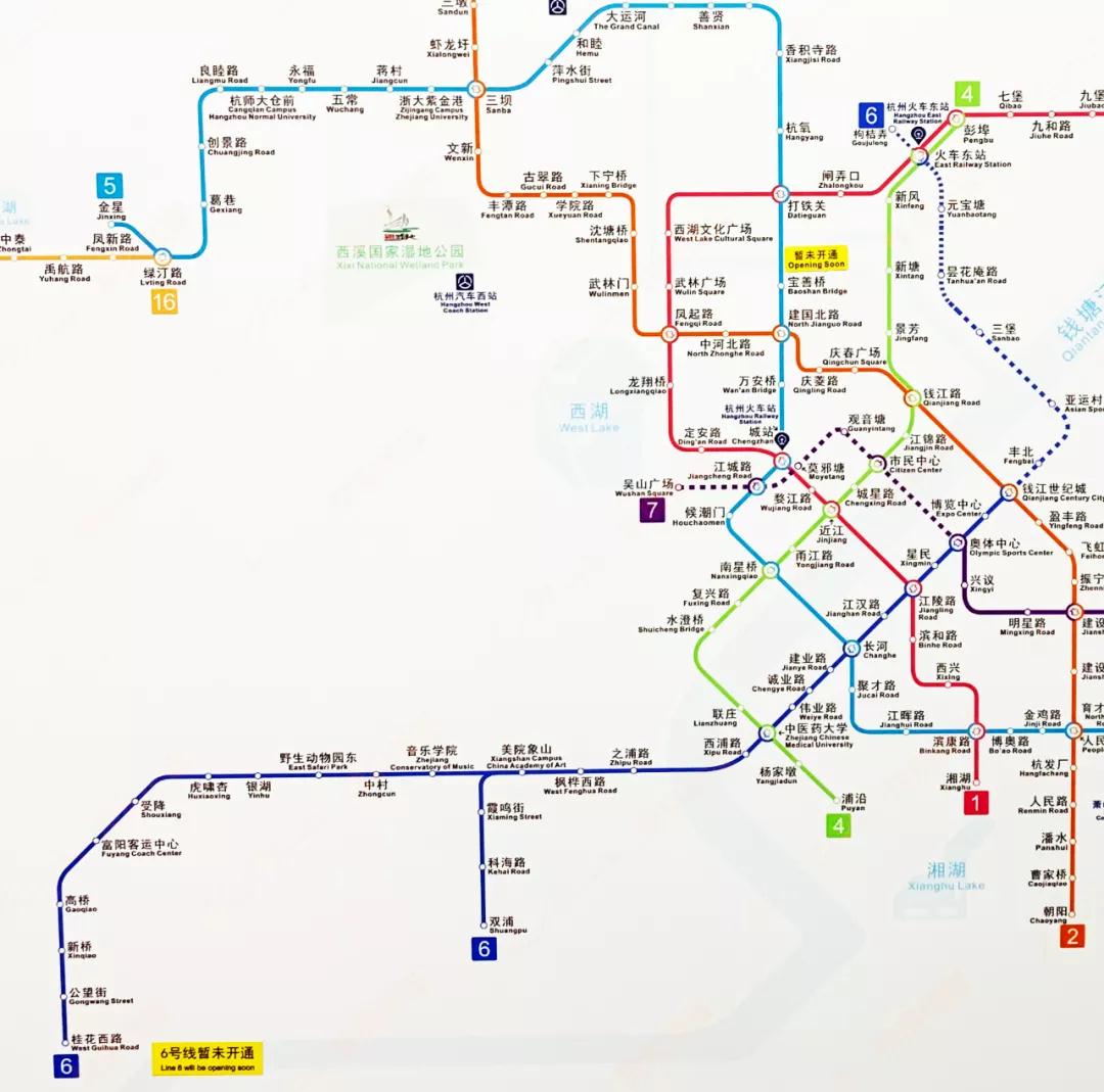 杭州最新地铁运行图贴上了!月底1,6,7三线齐发!